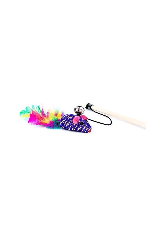 DAISO Cat Toy with Mouse and Bell - Purple - Image 2